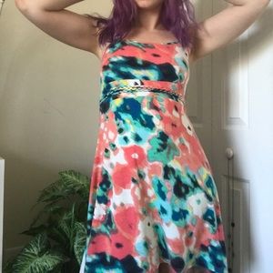 Multicolored tank hi-low dress